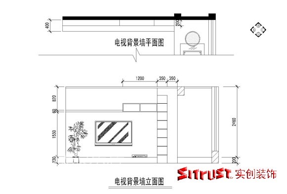 电视背景墙立面图