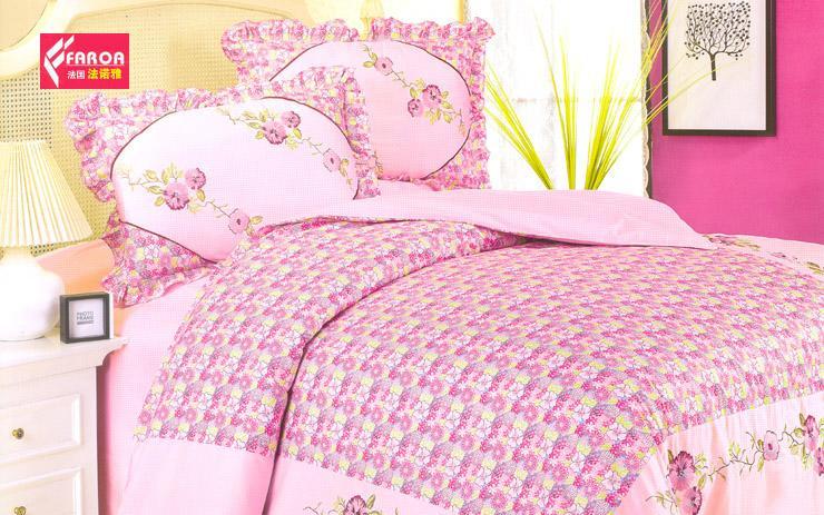 法诺雅床上用品四件套全棉斜纹欧式床单式绣花